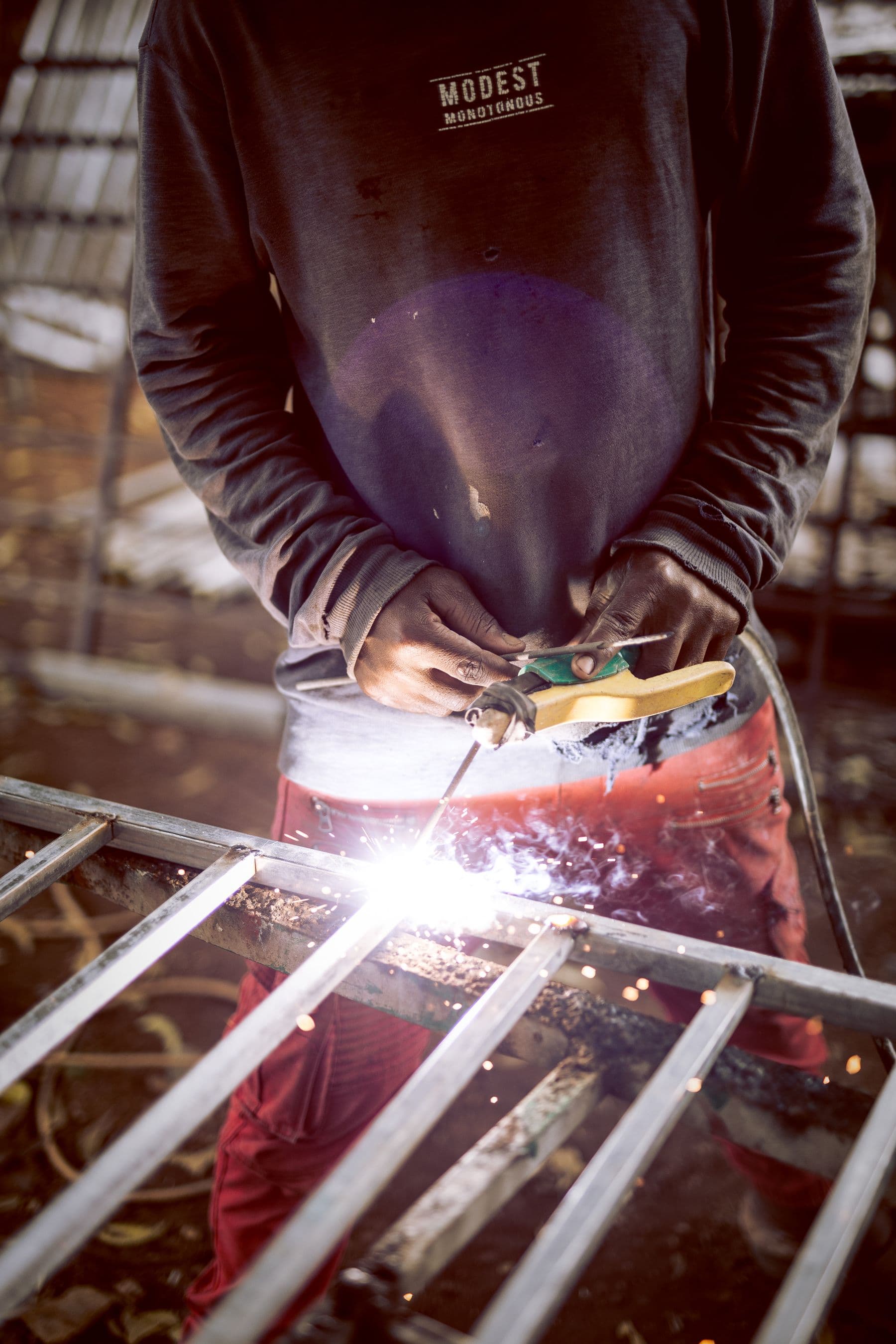 Real steel structure component fabrication workshop