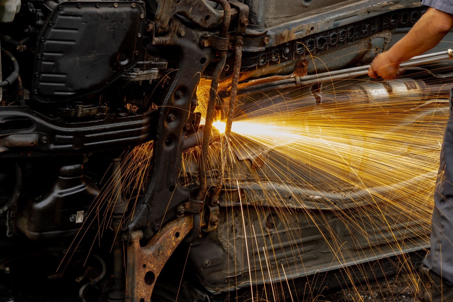 Real automotive metal part welding and fabrication