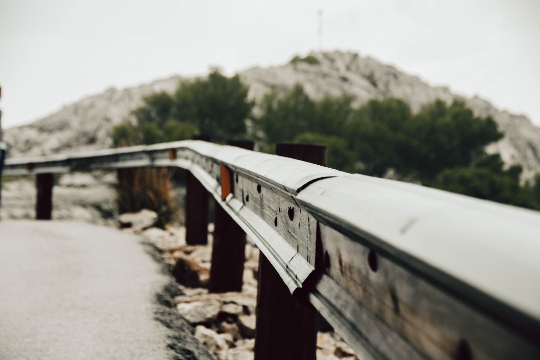 Real steel guardrail constructed from metal profiles