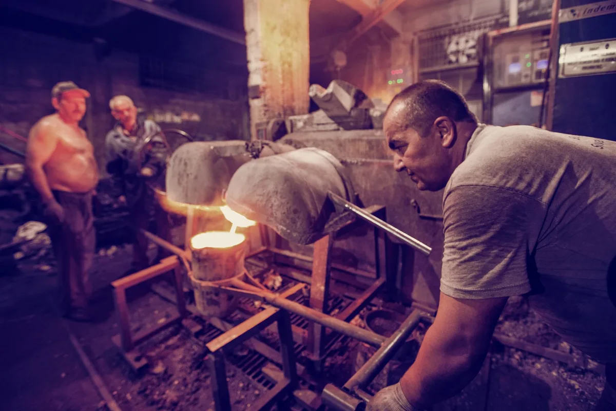 Real heavy industrial metal fabrication environment