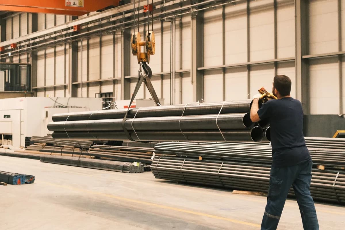 Real heavy fabrication workshop with overhead crane