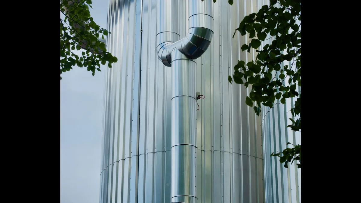 Real round metal pipe sections and elbows